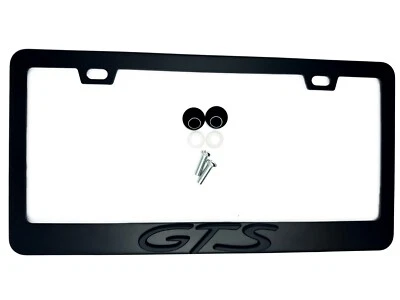 BLACK Emblem License Plate Frame Logo Stainless Steel for Porsche GTS - Image 1 of 2