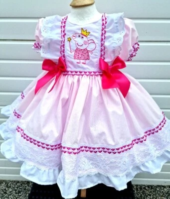 Dream baby girls 0-8 years Peppa  pink puffy  traditional lined netted dress - Image 1 of 4