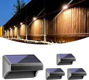 Solar Fence Lights Warm White & White, Solar Outdoor Wall Lights, Fence Solar Li - Picture 1 of 12