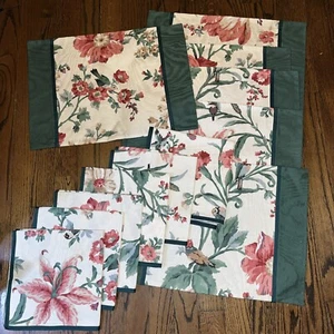 April Cornell Floral Birds Yellow Lavender Purple 12 Pc. Set Napkins Placemats - Picture 1 of 10