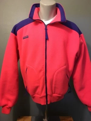 Vtg 80s 90s Columbia Hot Pink Fleece Ski Party Jacket Mens L Retro Skiing Coat - Image 1 of 4