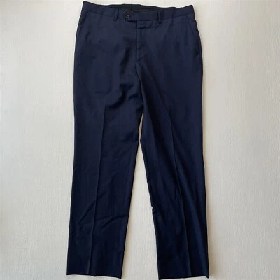 Calça social masculina Jos A Bank 36x32 azul torção reserva vermelha 1865 lã sustentável - Imagem 1 de 4