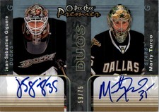 2007-08 OPC Premier Autographs Duos #PP2GT Jean-Sebastien Giguere/Marty Turco/75