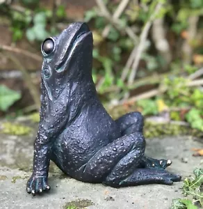 Frog ornament garden or pond decoration bronze effect resin frog lover gift 7" - Picture 1 of 6