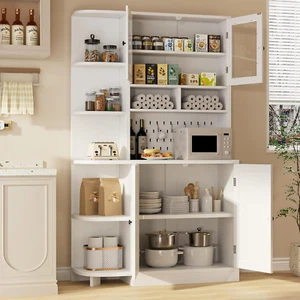 71 Inch Tall Pantry Storage Cabinet, Kitchen Pantry Cabinet with Microwave Stand - Picture 1 of 8
