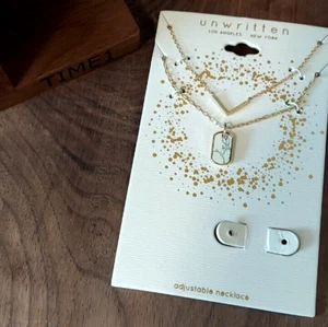Unwritten Genuine Howlite Stone and 14K Gold Plated Pendant Necklace - Picture 1 of 4