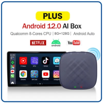 for CarPlay Ai TV Box Android12 8+128GB QCM 8-Core 665 6125 Wireless CarPlay 4G - Image 1 of 4