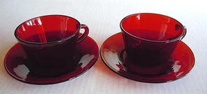 Ruby Red Cups & Saucers (2) - Picture 1 of 10