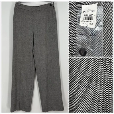 Pantalones De Colección Años 90 Ann Taylor 100% Lana NUEVOS 2 Pequeños Gris Tiro Medio Pierna Ancha Foto 1 de 4