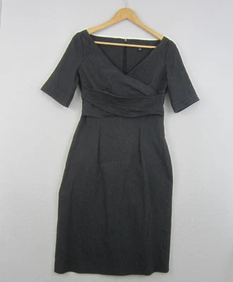 Cue Dress Womens 10 Grey Sheath Stretch Short Sleeve Work Office Career Business - image 1 of 4