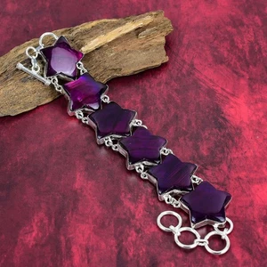 Star Pink Flash Labradorite Gemstone 925 Sterling Silver Jewelry Bracelet Gift - Picture 1 of 5