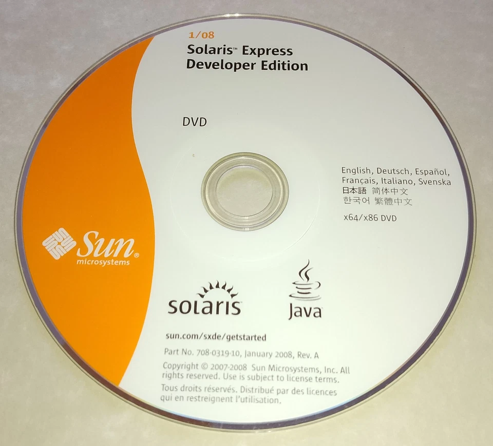 Solaris Express Developer Edition 1/08 - DVD (Sun Microsystems 2007-2008) - Image 1 of 1