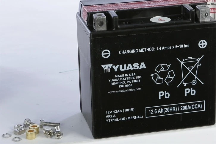 Yuasa 免维护电池适用于 Harley-Davidson XL YTX14L-BS YUAM3RH4L — 第 1/1 张图片