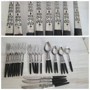Interpur INR2 BL Black Handle Flatware Set Of 26 Pieces  - Picture 1 of 9
