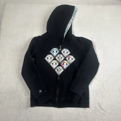 Sudadera con capucha polar manga larga cremallera completa negra Y2K Tokidoki pequeña para mujer Foto 1 de 4