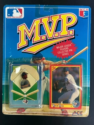 Vintage 1990 M.V.P. Nolan Ryan Texas Rangers Score Card & Collector Pin - Image 1 of 4