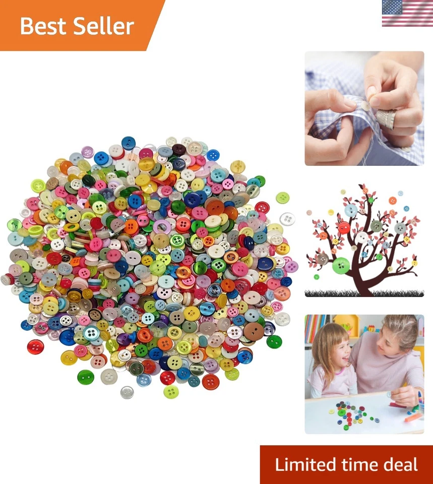 4000 piezas coloridos botones redondos de resina - ideales para tejer, coser y tareas hágalo usted mismo Foto 1 de 4