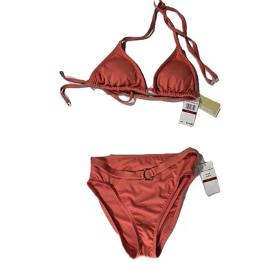 Michael Kors Swimsuit XS Coral Triangle Bikini Top & Bottom Two Piece Set - Image 1 of 4