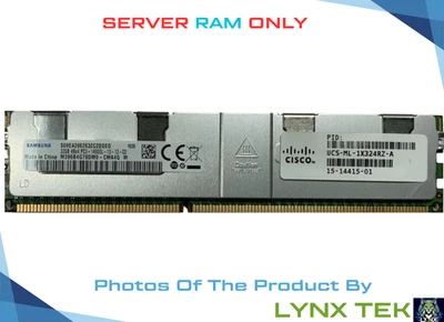 32GB Samsung 4Rx4 PC3-14900L DDR3 1866 ECC Server Memory RAM - Cisco Certified - Image 1 of 2