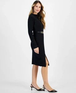 Signature By Robbie Bee Womens Black Neck Belted Sweater Dress Size XL MSRP$120 - Picture 1 of 8