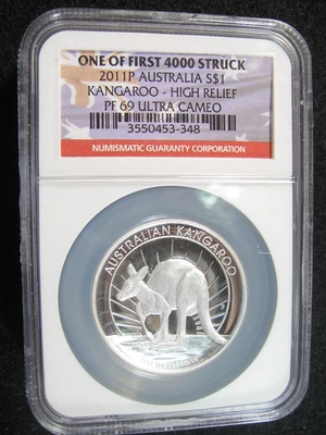 2011 P Australia Silver Kangaroo Dollar - NGC PF 69 Ultra Cameo .999 Silver - Image 1 of 2