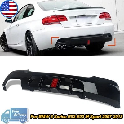 MP Style Rear Lower Diffuser W/LED Light For BMW E92 E93 335i 328i M Sport 07-13 - Image 1 of 4