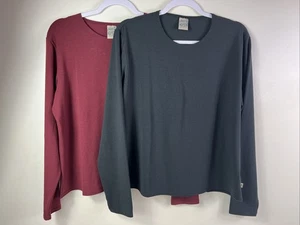 Lotto 2 camicie Royal Robbins donna XL manica lunga nere bordeaux made in USA vintage - Foto 1 di 6