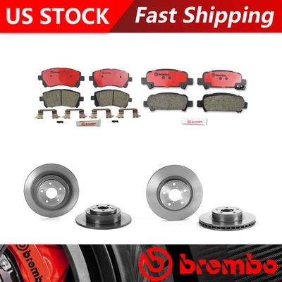Fits 2001 Subaru Legacy Front Rear Kit Brake Rotors & Ceramic Brake Pads -Brembo - Image 1 of 4
