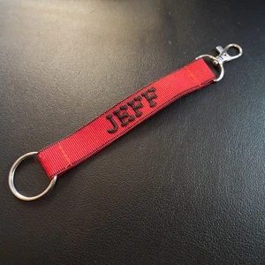 Jeff Lanyard Key Strap Keychain Personalized Novelty Name Gift Red Black - Picture 1 of 5