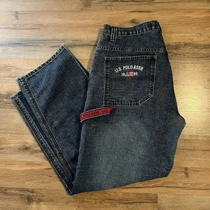 Vintage US Polo Assn Jeans Uomo 38x32 Blu Baggy Carpenter Grunge Skater Y2K USPA - Foto 1 di 18