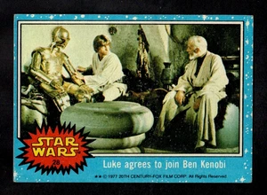 1977 Topps Star Wars Series I Blue Card #28 Luke Agrees To Join Ben Kenobi EX he - Picture 1 of 2