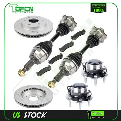 Front CV Axle+Brake Pads&Rotors+Wheel Bearing Hub Fit for 2000-2006 GMC Yukon - Image 1 of 4