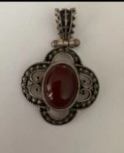 Silver Handmade Pendant With Centre Cabochon Stone Filigree Celtic No Chain VTG - Picture 1 of 6