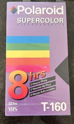 Cinta de casete de video VHS en blanco Polaroid Supercolor T-160 8 horas SELLADA DE FÁBRICA Foto 1 de 3