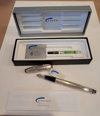 复古 AT Cross 纯银钢笔 Argent Massif 18k 笔尖 美国制造 — 第 1/4 张图片