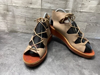Sandalias Lucky Brand Mujer Zapatos Hessina Marrón 8 M Cuero Gladiador Cuña Foto 1 de 4