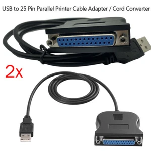 2PCS New USB to IEEE 1284 DB25 25-Pin Parallel Printer Female Adapter Cable Cord - Picture 1 of 11