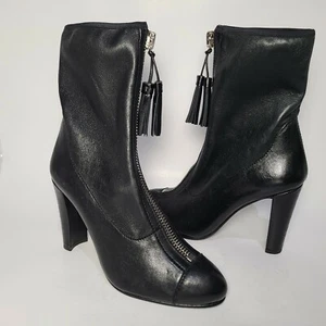 Stuart Weitzman Mujer Botín Cremallera Frontal Borla Negro Elástico Cuero Tacón Talla 5 - Imagen 1 de 10