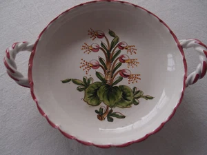 Schüssel, Ø 26cm, Botanik Motiv, Pflanze, sehr dekorativ, alt, 2 Griffe, Keramik - Bild 1 von 11