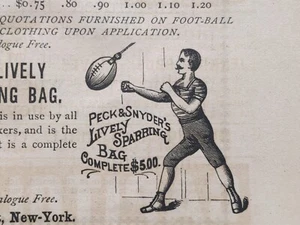 Peck & Snyder Sparring Bag Calcio New York Stampa Vittoriana Pubblicità 1894 1890s D1 - Foto 1 di 2