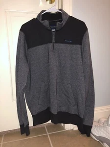 Aeropostale 1/4 Zip Gray Sweater Mens Size Large Cotton Banded Long Sleeves - Picture 1 of 3