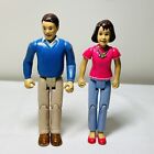 2 Toys R Us Dollhouse Dolls Man Woman Mom Dad Brown Hair Mother Father 5.5" Tall