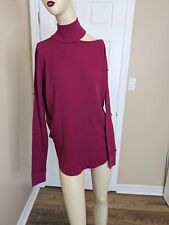Free People Just For You Cutout Thermal Turtleneck Wine Top women Small NWT  $98