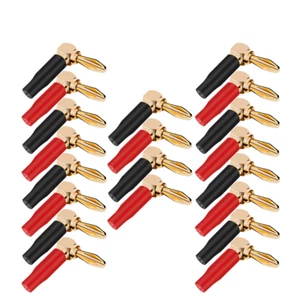 20PCS 4mm Right Angle Banana Plugs Gold Plated 90 Degree Screw Type Speaker - Picture 1 of 6