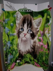 Northwest Co. Colorful CAT Flower Garden Fleece Blanket Throw 60 x 54 Cuddleford
