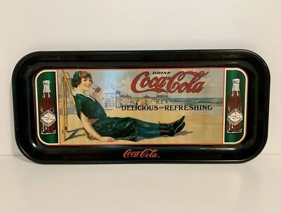 Coca-Cola Serving Tray Girl at Beach "Drink Coca-Cola Delicious & Refreshing" - Image 1 of 4