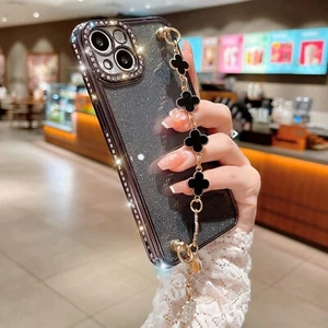 Glitter Diamond Cover Hand Chain Case For iPhone 15 Pro Max 14 13 12 11 XS XR 8+ - Picture 1 of 16