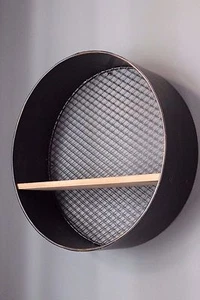 Estante metálico redondo estilo industrial vintage malla madera metal retro - Imagen 1 de 6