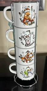 NEU 4er Set Disney Winnie Puuh & Freunde Weihnachten stapelbare Keramiktassen🔥 - Bild 1 von 9