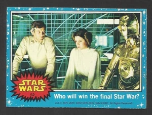 WHO WILL WIN THE STAR WAR #52 star wars 1977 Topps trading card UK ISSUE BLUE - Picture 1 of 2